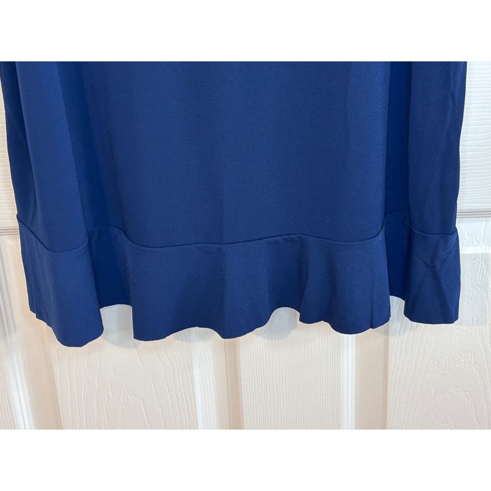 Ellen Tracy Navy Sleeveless Ruffle Hem Tunic Top Minimalist Nautical Casual M - Picture 3 of 9